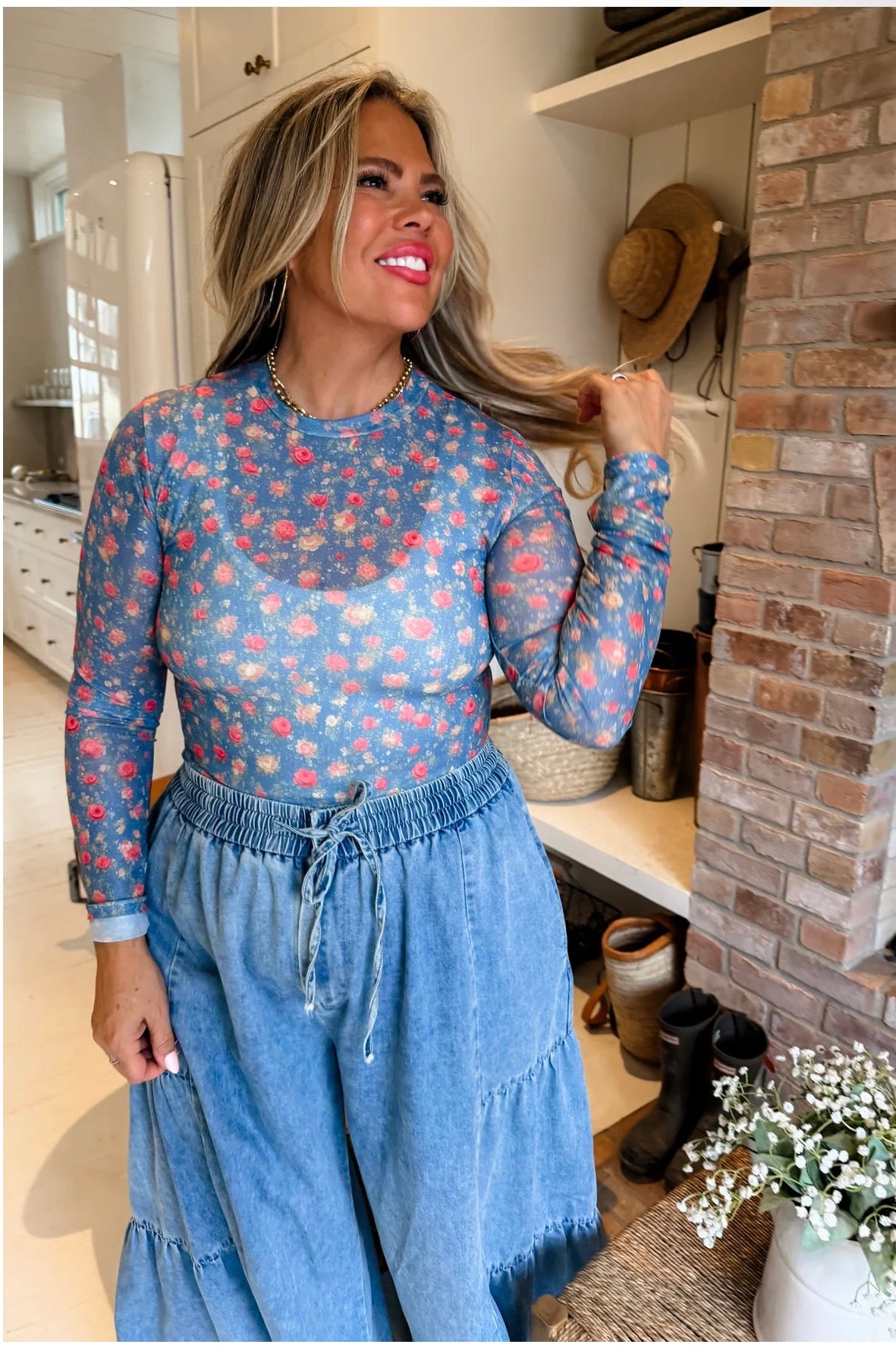 Blakeley Southern Charm Floral Mesh Top